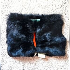 CATHERINE PARRA • Black Fur Zipped Neck Wrap